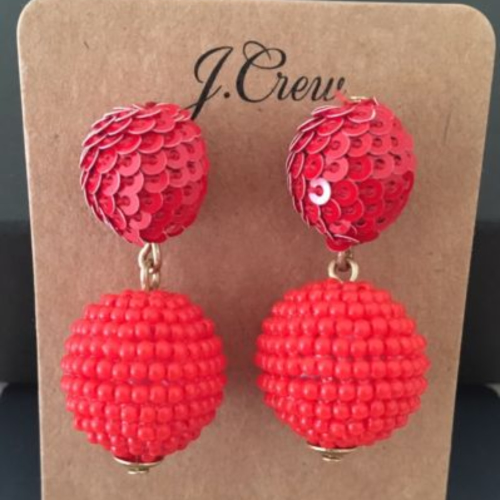 NWT J.Crew Sequin and bead ball-drop fiery sunset